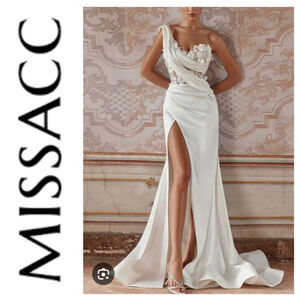 NEW Missacc One Shoulder Illusion Corset 3D Floral Sequin Beaded Wedding Dress 2
